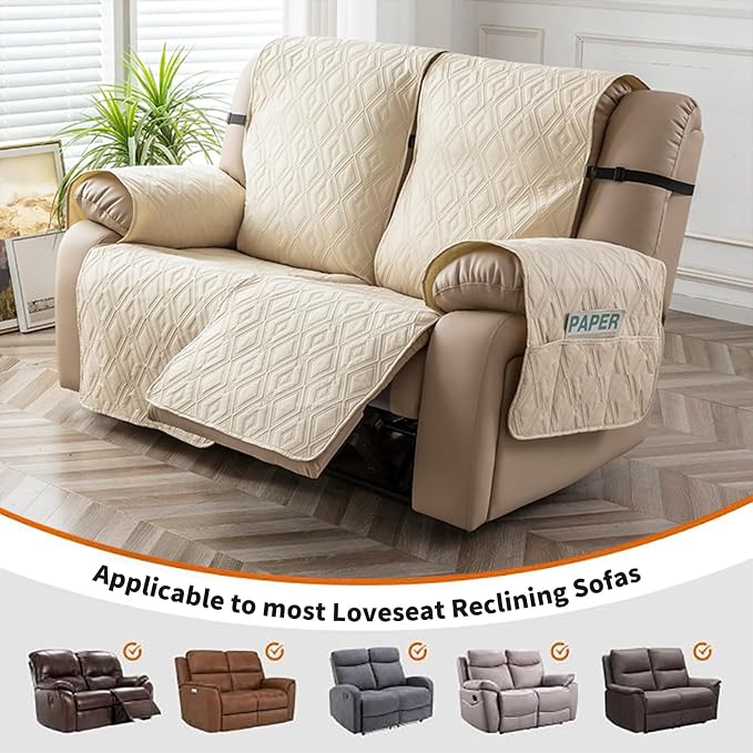 Genina Waterproof Loveseat Recliner Cover Non-Slip, Sofa Cover - Image 4