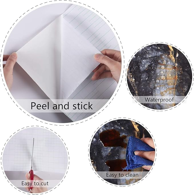 Black Marble Contact Paper Waterproof Removable Peel and Stick Wallpaper Film - Image 9
