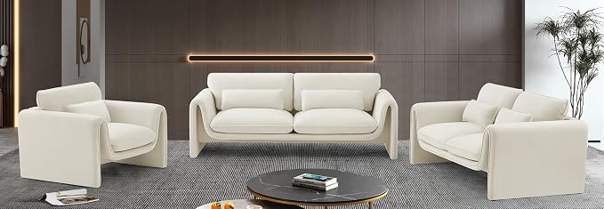 Meridian Furniture 199Cream-C Sloan Collection Modern | Contemporary Velvet - Image 16