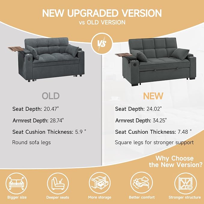 hansones ​66" Multi-Functional Pull-Out Sofa Bed - Image 7