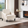 VINGLI Linen Fabric Accent Chair Beige, Modern Upholstered Armchair, Comfy Sofa by VINGLI
