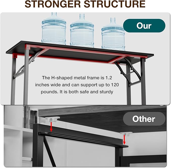 TEMI Long Computer Desk Folding Table - Image 6