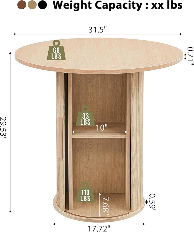 31.5" Round Dining Table for 2-4, Modern Farmhouse Kitchen Table - Image 2