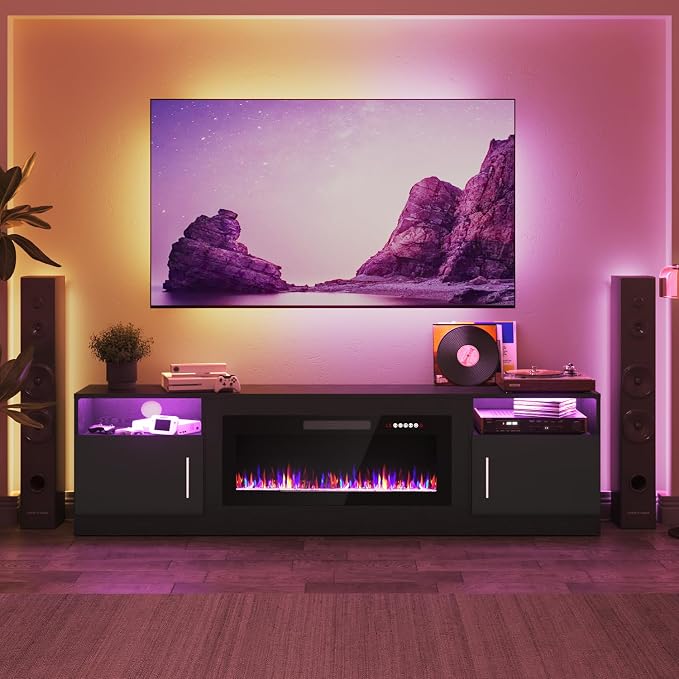 PRETZI Fireplace TV Stand with 36" Fireplace Up to 90" TVs, Remote Control - Image 5