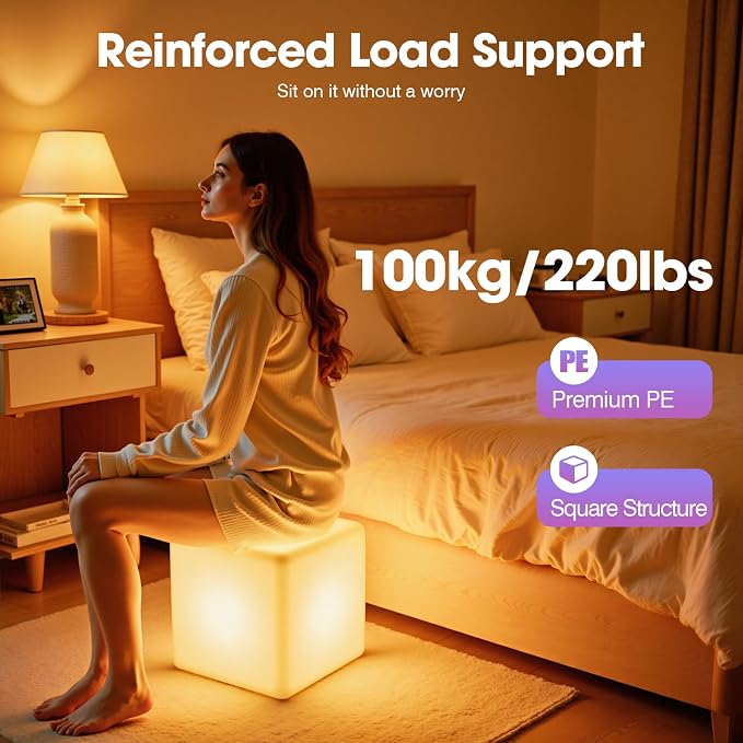 Rechargeable LED Cube Chair, 16 Colors Remote Conctrol Glow Furniture Stool - Image 5