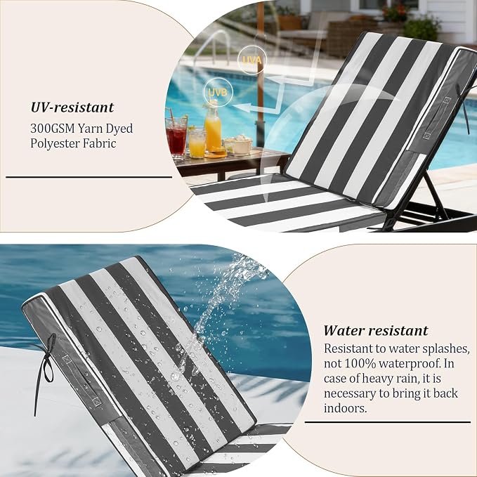 72x21x4in Lounge Cushions for Outdoor Furniture, Outdoor Lounge Chair Cushions - Image 6