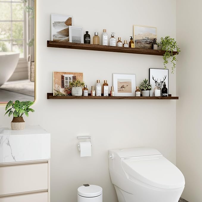 Floating Shelves for Wall, 48 inch Wood Floating Shelves Set of 2, Picture - Image 2