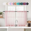 Blush Pink Small Sheer Curtains 2 Panels Set, Kitchen Curtains 36 Inch Length by Home