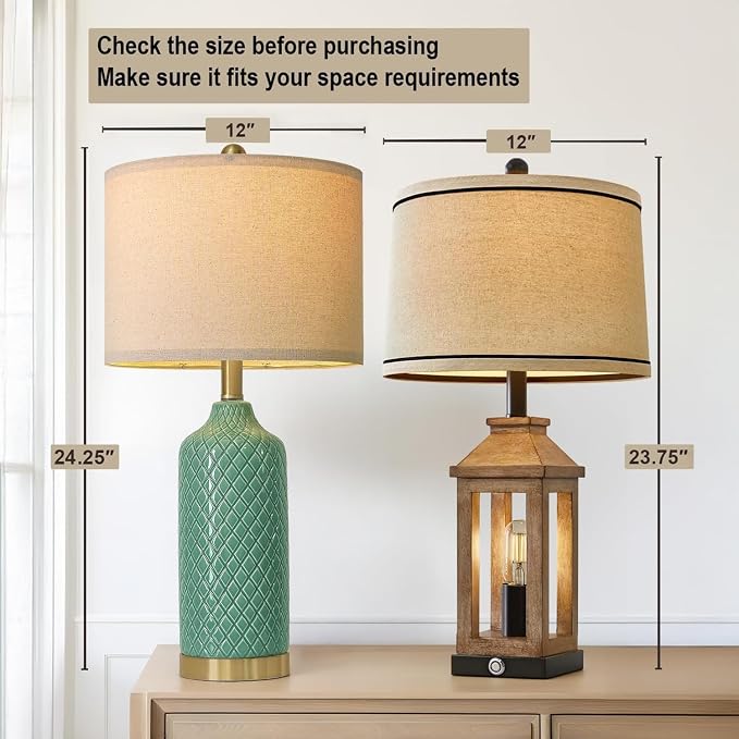 G-SAFAVA24.25 Modern Ceramic Green Table Lamps Set of 2 - Image 6