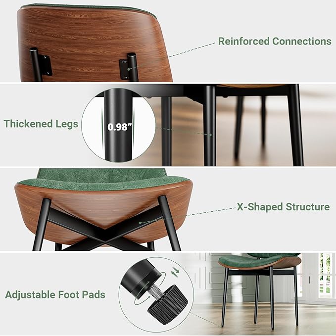 YaFiti Dining Chairs Set of 6, Dining Room and Kitchen Chairs, Mid Century - Image 5