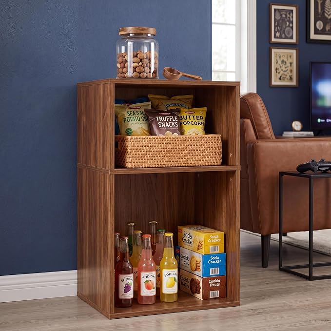 YAHARBO 2 Cube Bookshelf, Horizontal Book Shelf, Small Cubby Bookcase - Image 2