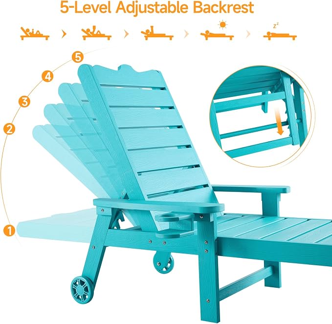 ONBRILL Patio Chaise Lounge Set of 2, Outdoor Lounge Chairs - Image 5