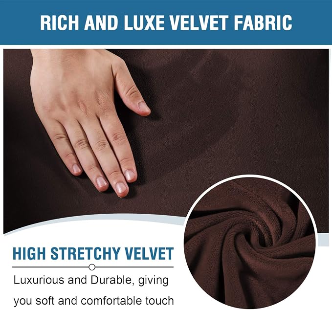 H.VERSAILTEX Velvet Stretch Recliner Couch Covers 6-Pieces Recliner Loveseat - Image 3