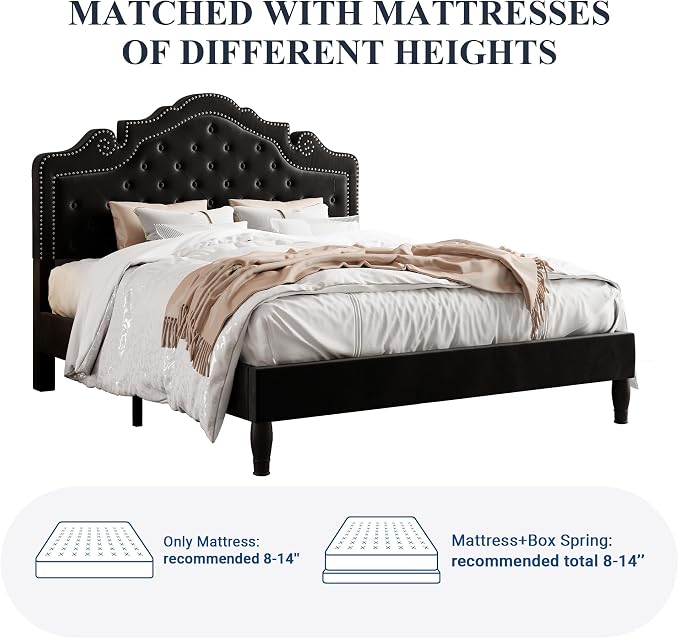 Allewie Queen Velvet Bed Frame - Image 9