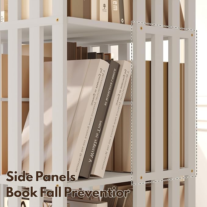 YOWOS Rotating Bookshelf Tower, 360° Display Spinning Bookcase, Bamboo - Image 7