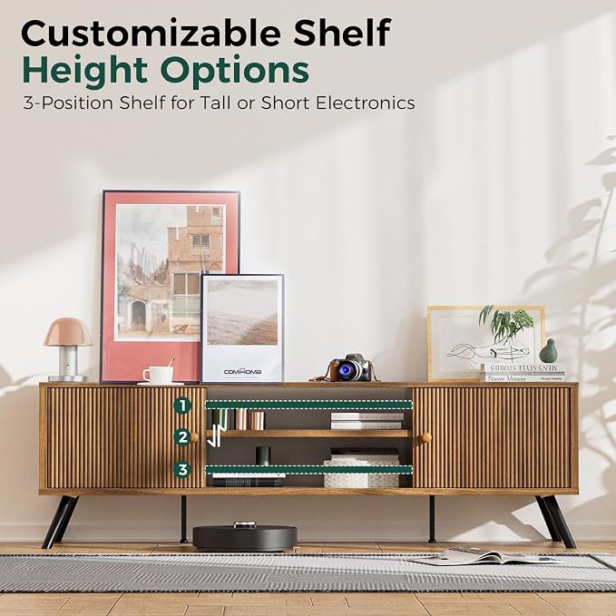 COMHOMA TV Stand for Living Room, Mid Century Modern Entertainment Center for - Image 3