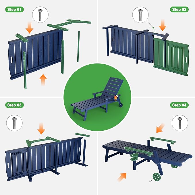 Outdoor Lounge Chair with 5-Position Adjustable, Outside Lounge Chair with Cup - Image 8