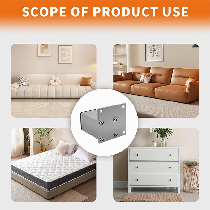 4Pcs 3Inch Metal Furniture Legs, Square Metal Cabinet Support Foot - Image 6