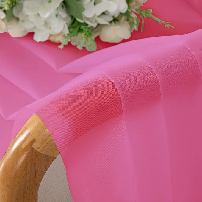 OWENIE Short Hot Pink Sheer Curtains 36 Inch Length 2 Panels Set, Kitchen Tiers - Image 6