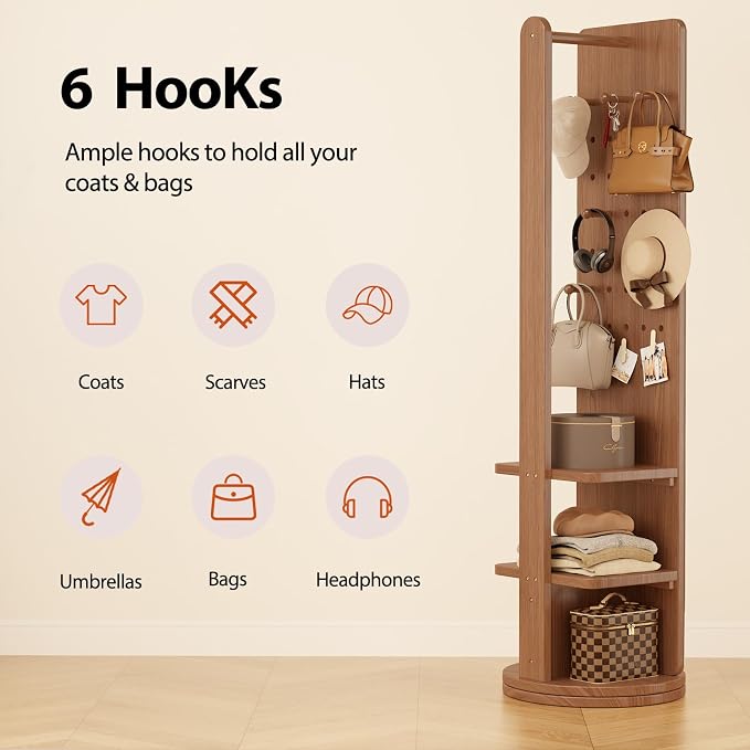 WoodsWhisper Full Length Mirror Coat Rack Solid Wood Floor Mirror 66"x12" Full - Image 5