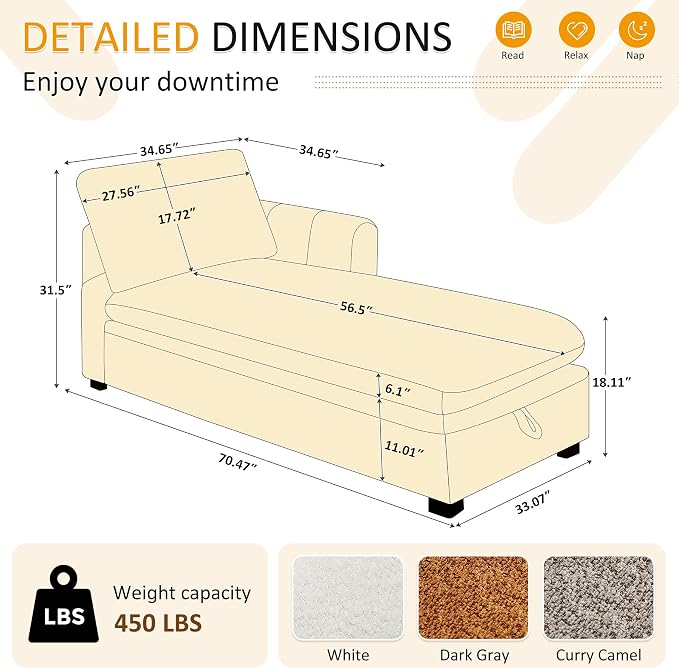 VANOMi 70.47'' Oversized Chaise Lounge Chair Indoor - Image 2