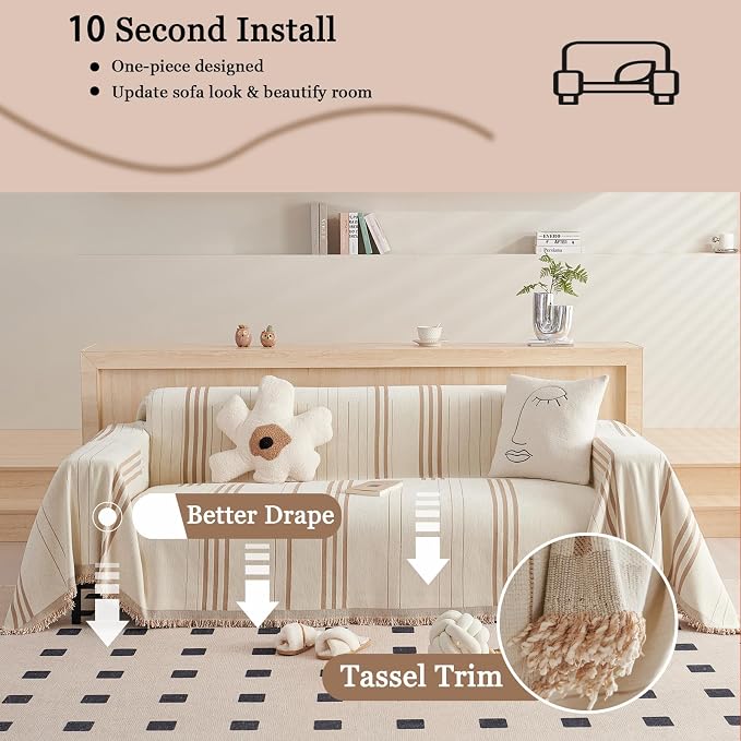 DREAMINGO Couch Cover Reversible Chenille Furniture Protector Sofa Covers - Image 5