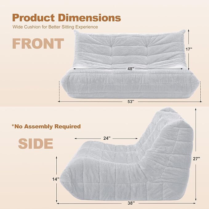 Bean Bag Loveseat Chair Big Sofa Beanbag Chair - Image 2