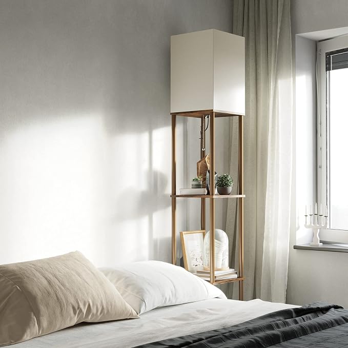 SUNMORY Floor Lamp with Shelves, Modern Square Standing Lamp with 3 Color - Image 4