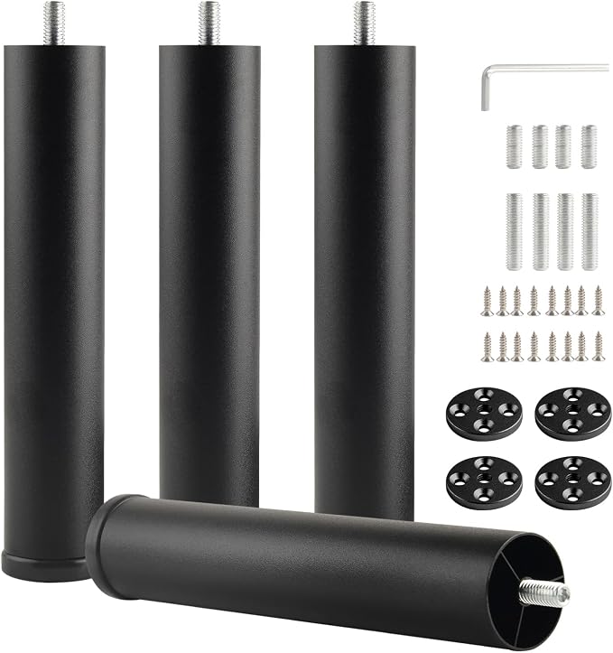 Bed Support Legs Replacement Black 8 Inch Metal Cylinder Legs by Unknown