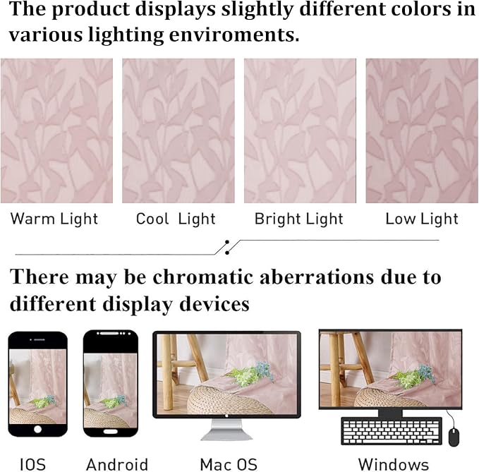 Lecloud Leia 2 Panels Blush Pink Sheer Curtains 96 Inch Length 2 Panels - Image 5