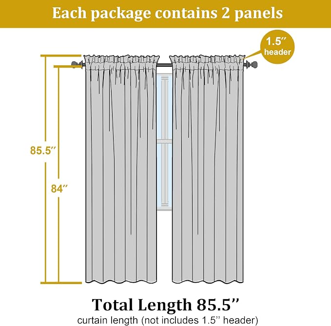 OWENIE Furman Sheer Sage Green Curtains 84 inches Long - Image 7