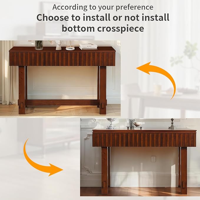 52" Solid Wood Console Table for Entryway, Modern Sofa Table Behind Couch - Image 4