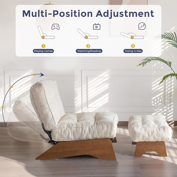 MAXYOYO Accent Chair with Ottoman Adjustable Backrest, Tufted Living Room Chair - Image 4