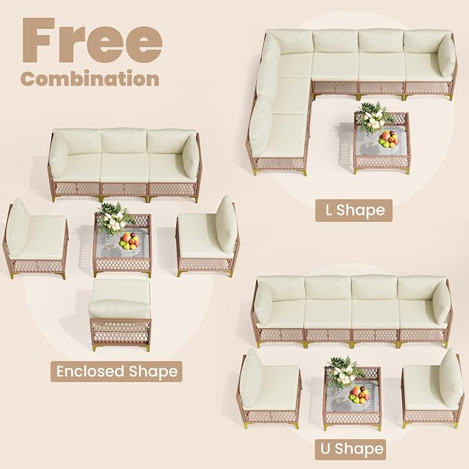 Pamapic 7-Piece Wicker Outdoor Furniture Set, Boho Sectional Sofa Patio - Image 4