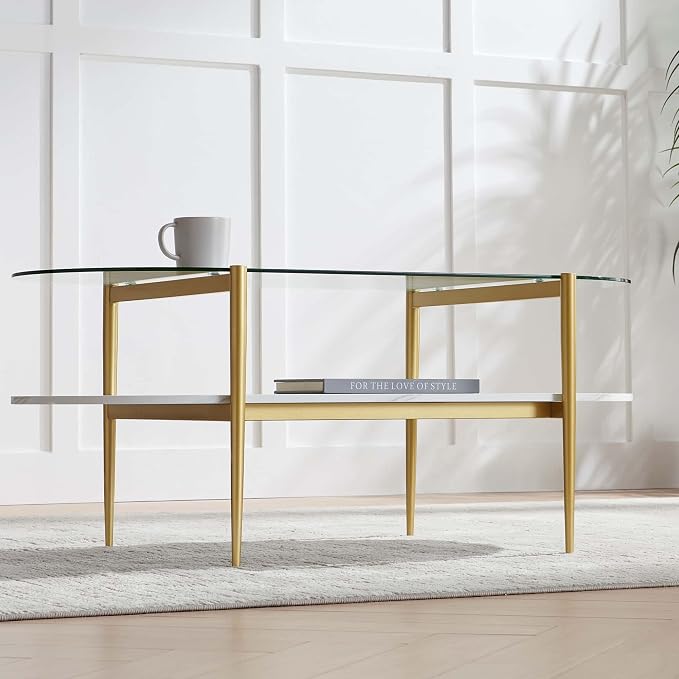 LumFurn Oval Coffee Table, Mid-Century Modern Design, L41 x W21 x H17 inch - Image 4