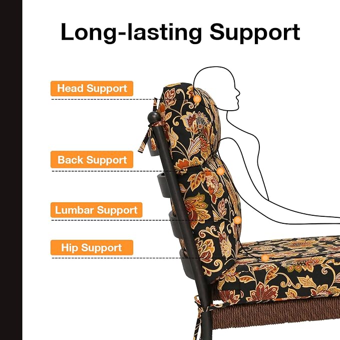 Unimatta Outdoor High Back Chair Cushion Seat Pads, 44 x 21 Inch - Image 4