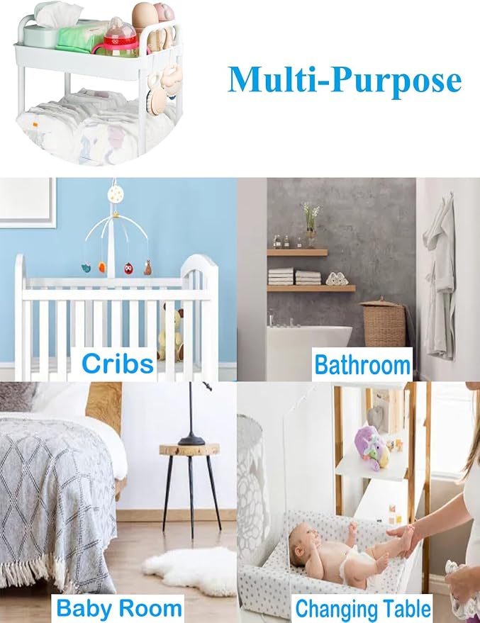 Volnamal Diaper Caddy Organizer, 3-Tier Movable Diaper Cart - Image 5
