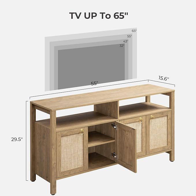SICOTAS Rattan TV Stand for Television up to 120 Inch - Image 6