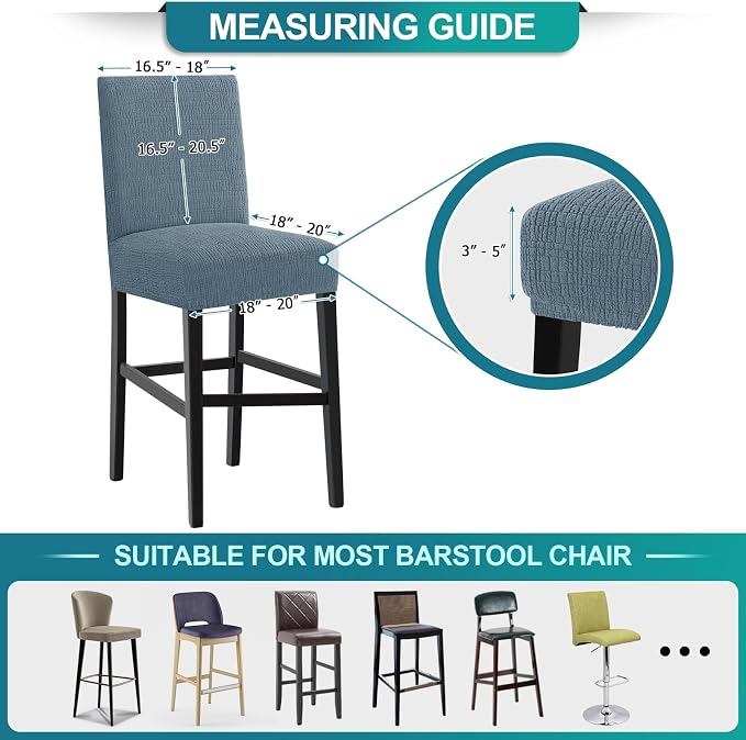 Turquoize 100% Waterproof Bar Stool Cover Stretch Washable Barstool Seat Covers - Image 5