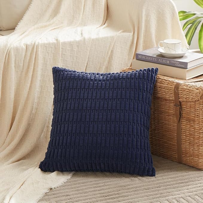 Fancy Homi 4 Packs Navy Blue Decorative Throw Pillow Covers 20x20 Inch - Image 2