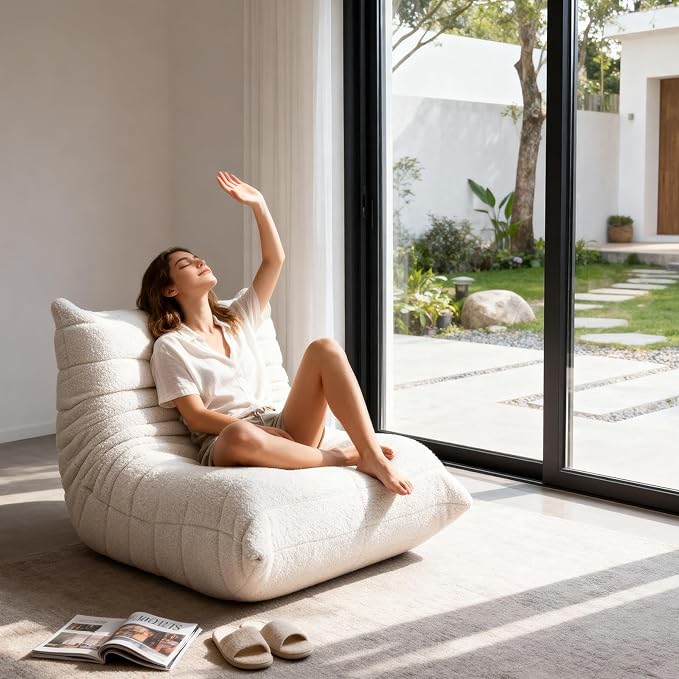 Giant Bean Bag Chair for Adults, Comfy Chair for Bedroom, Memory Foam Chair - Image 7