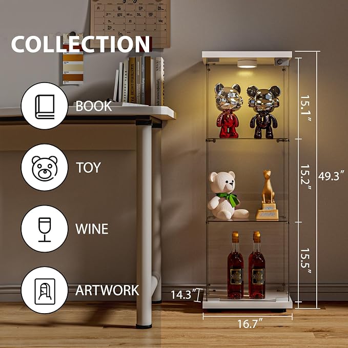 FANYUSHOW 3-Shelf Glass Display Cabinet - Image 2