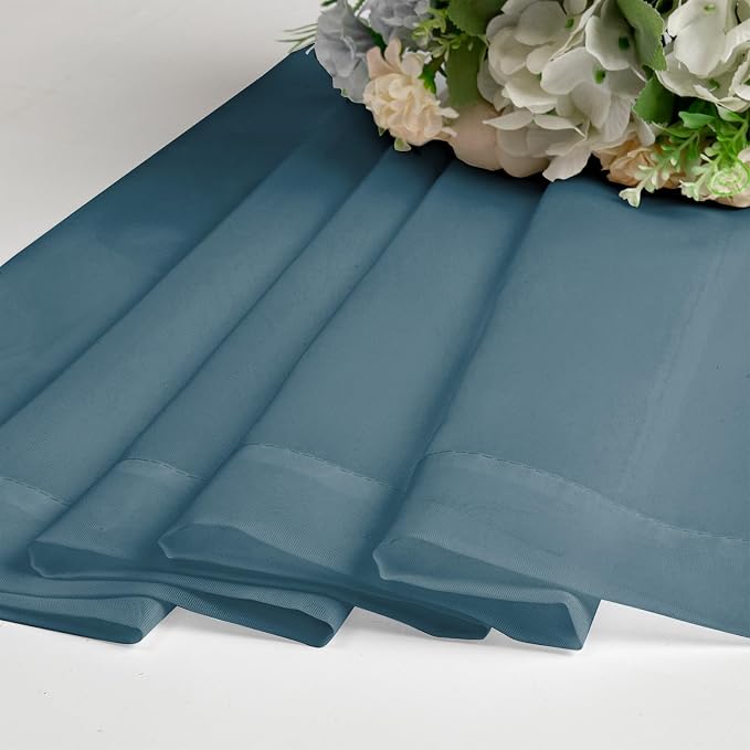OVZME Dusty Blue Sheer Curtains 45 Inches Long 2 Panels, Light Filtering Sheer - Image 7