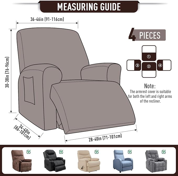 TAOCOCO Oversized Recliner Chair Covers, 1 Seater Streach Recliner Covers Soft - Image 4