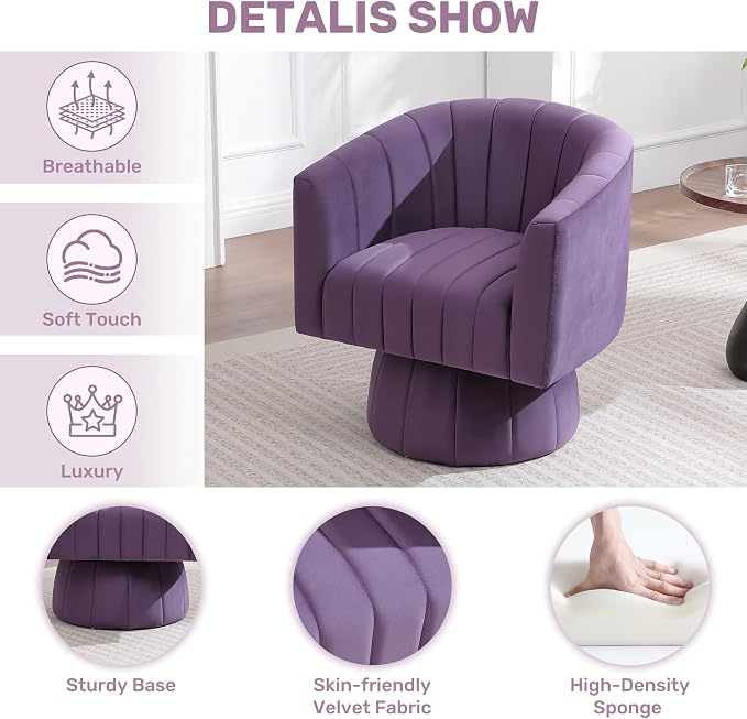 Swivel Accent Barrel Chair Set of 2, Cute Comfy Small Round 360° Arm Chair - Image 3