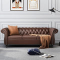 AVZEAR Chesterfield Leather Sofa 3 Seater Couch, Mid-Century Large Sofa Roll by AVZEAR