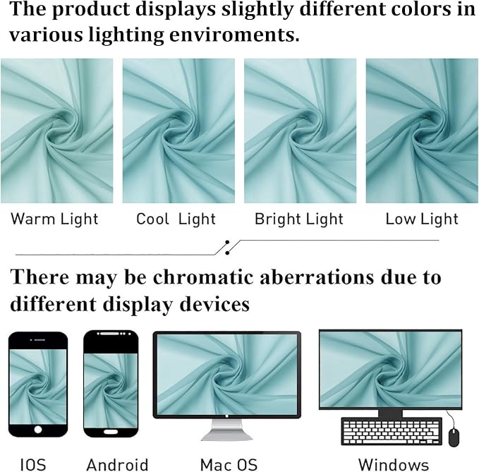 Lecloud Aqua Sheer Curtains for Living Room 90 Inches Long 2 Pcs, Voile Solid - Image 4