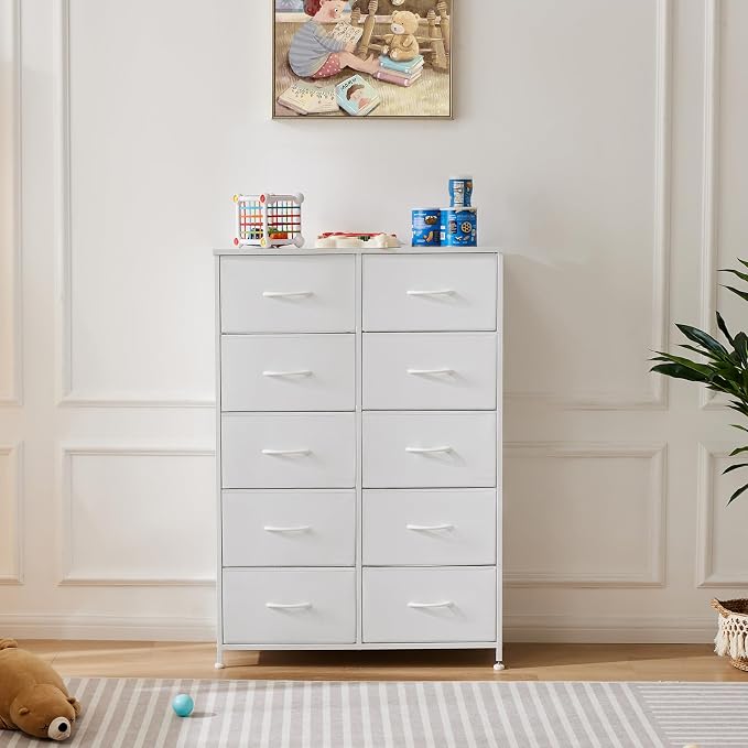 Sweetcrispy 10 Drawer Fabric Dresser Tall Chest Storage Organizer Tower - Image 6