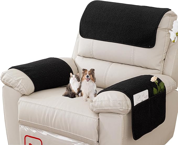 Armrest Covers - Arm Chair Covers Set of 3 Recliner Chair Covers, by Obliqwin
