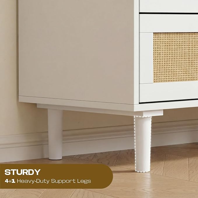 FUQARHY 6 Drawer Dresser Rattan Dresser Modern Chest - Image 6